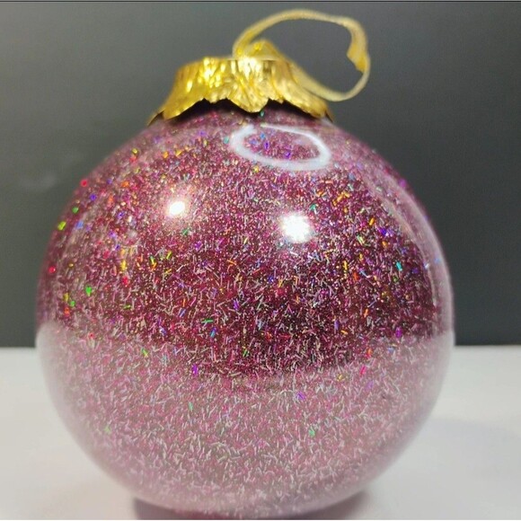Vtg Purple Christmas Ball Tree Ornament Holographic Sparkle Shatter Resistant - Picture 7 of 7